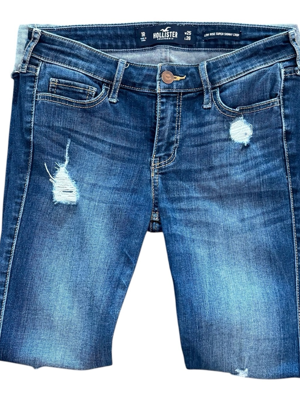 Hollister Distressed Low Rise Skinny Crop Jeans Size 1R - Picture 2 of 8